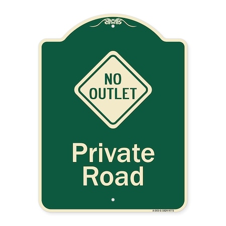 Signmission Designer Series-Private Road With No Outlet Symbol Green, 24" x 18", G-1824-9773 A-DES-G-1824-9773